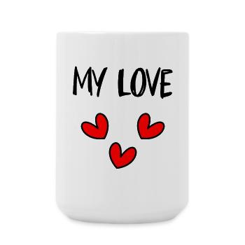 LIEBE. PAAR. GERADE VERHEIRATET. Junggesellinnenabschied. VALENTINSTAG - Große Tasse 440 ml - Weiß - Vorne