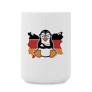 Humorvoller Pinguin mit Spruch und Flagge - Große Tasse 440 ml - Weiß - Vorne