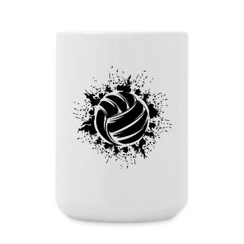 Volleyball Ball Explosion Volleyballer Symbol Logo - Große Tasse 440 ml - Weiß - Vorne