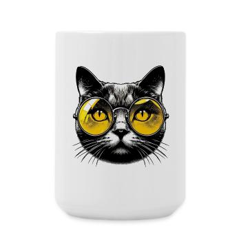 Le Chat avec des lunettes - Grande tasse 440 ml - blanc - Devant