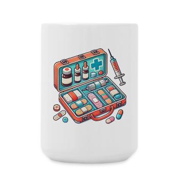 detailreicher Apothekenkoffe,Symbol für Sicherheit - Große Tasse 440 ml - Weiß - Vorne