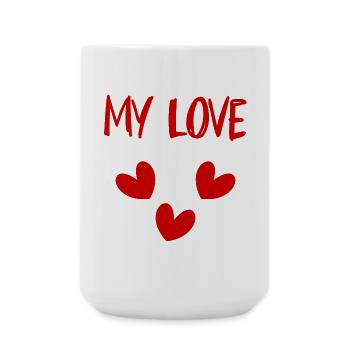 LIEBE. PAAR. GERADE VERHEIRATET. Junggesellinnenabschied. VALENTINSTAG. - Große Tasse 440 ml - Weiß - Vorne