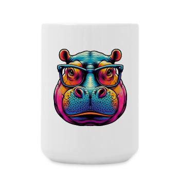 Hippopotamus with Glasses - Large Mug 440 ml - white - Front