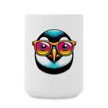 Pinguin mit Sonnenbrille - Große Tasse 440 ml - Weiß - Vorne