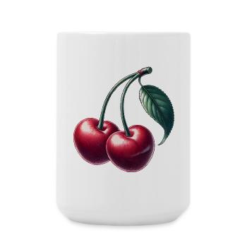 Cerises en forme de cœur : l’amour en pleine forme - Grande tasse 440 ml - blanc - Devant