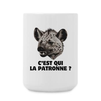 patronne, humour de bureau, hyène - Grande tasse 440 ml - blanc - Devant