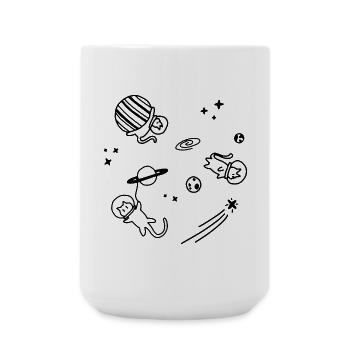 Cats Universe | Katzen Universum | Skizze Line Art - Große Tasse 440 ml - Weiß - Vorne