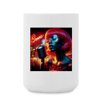 Modern portrait with neon and nighttime atmosphere - Large Mug 440 ml - white - Front