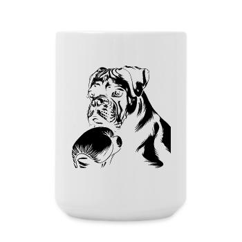 Boxer Hund Zeichnung - Große Tasse 440 ml - Weiß - Vorne