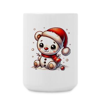 Snowman Bear with Hat - Cute Winter Motif - Large Mug 440 ml - white - Front