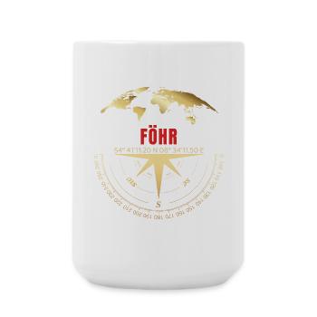 Koordinaten Föhr - Große Tasse 440 ml - Weiß - Vorne
