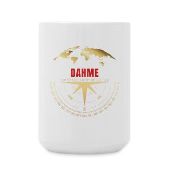 Koordinaten Dahme - Große Tasse 440 ml - Weiß - Vorne