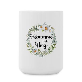 Hebamme mit Herz - personalisierbares Design - Große Tasse 440 ml - Weiß - Vorne