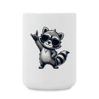 Raccoon with Rock Pose Raccoon Rock Music Musician - Large Mug 440 ml - white - Front