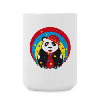 Fasching Panda mit Hut und Krawatte. - Große Tasse 440 ml - Weiß - Vorne