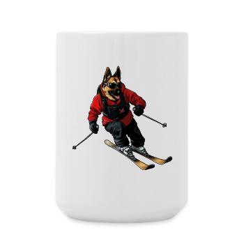 Skieur Berger Chien - Grande tasse 440 ml - blanc - Devant
