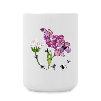 Blumen mit Ameisen Insekten - Große Tasse 440 ml - Weiß - Vorne