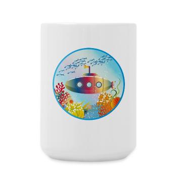Colorful submarine in tropical coral reef - Large Mug 440 ml - white - Front