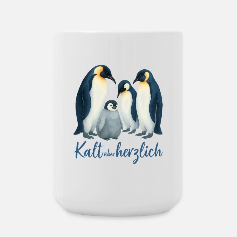 Blaue Winterpinguine - Große Tasse 440 ml - Weiß