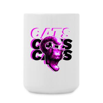 CATS, CATS, CATS · Pinke Raubkatze - Große Tasse 440 ml - Weiß - Vorne