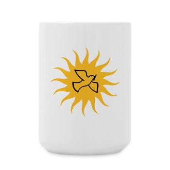 Friedenstaube Sonne - Große Tasse 440 ml - Weiß - Vorne