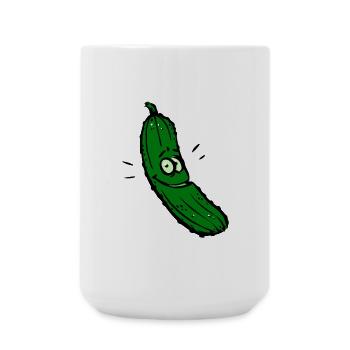 Grinsende Gurke Cartoon - Große Tasse 440 ml - Weiß - Vorne