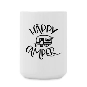 Happy Camper - Große Tasse 440 ml - Weiß - Vorne