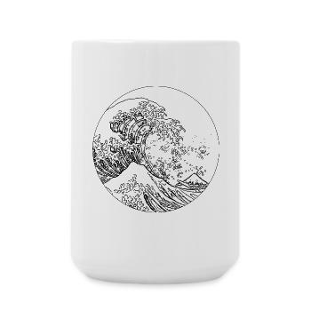 Wave in black and white - Large Mug 440 ml - white - Front