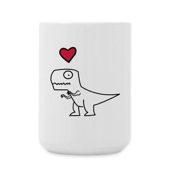 Dino Herz auf Schwarz - Große Tasse 440 ml - Weiß - Vorne