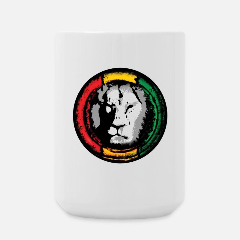 Lion du reggae dans le style rasta - Grande tasse 440 ml - blanc