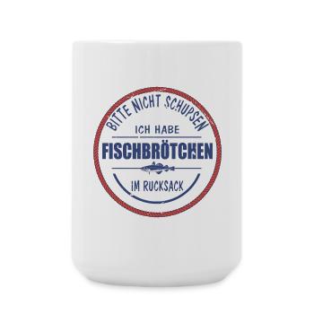 Fischbrötchen Angler lustig - Große Tasse 440 ml - Weiß - Vorne