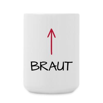 Braut Junggesellenabschied Junggesellin Pfeil - Große Tasse 440 ml - Weiß - Vorne