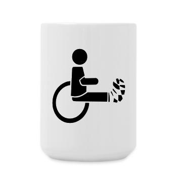 Utilisateur d’un fauteuil roulant avec jambe dans le plâtre # - Grande tasse 440 ml - blanc - Devant