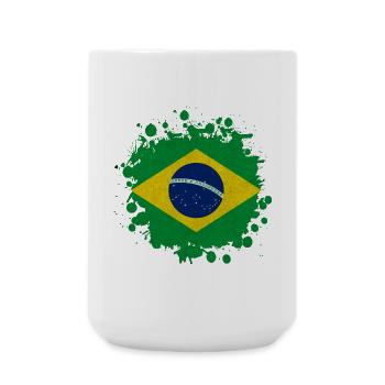 Brazil blick stain gift flag South America - Large Mug 440 ml - white - Front