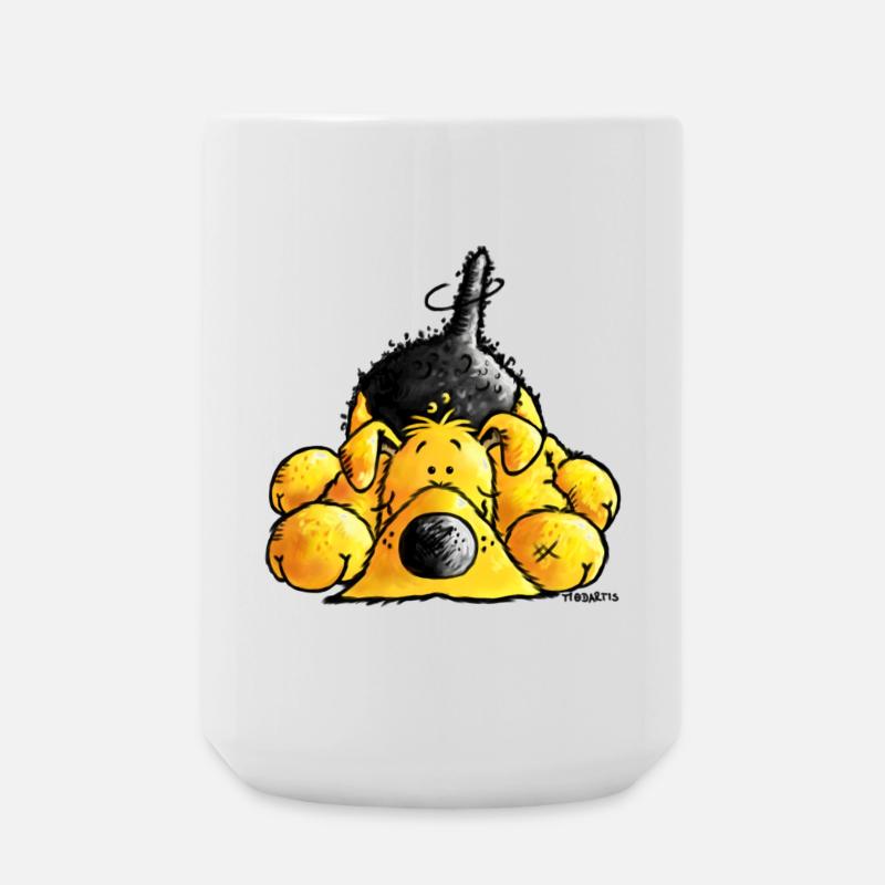 Lustiger Airedale Terrier - Hund - Cartoon - Große Tasse 440 ml - Weiß