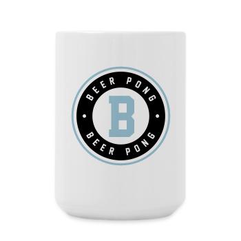 Beer Pong Badge Blue Logo - Large Mug 440 ml - white - Front