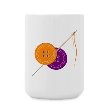 Motif de bouton de couture créatif dans un style vintage - Grande tasse 440 ml - blanc - Devant