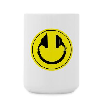 smiley headphones - Large Mug 440 ml - white - Front