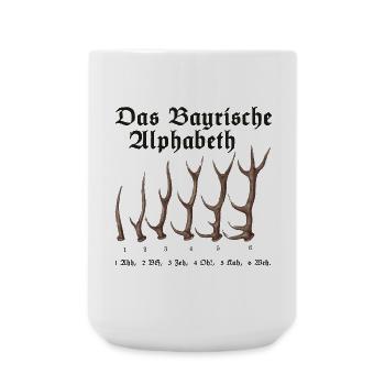Das Bayrische Alphabet aus Bayern - Große Tasse 440 ml - Weiß - Vorne