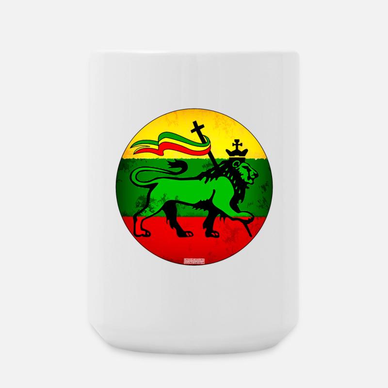 Lion Judah Reggae Flag - Large Mug 440 ml - white