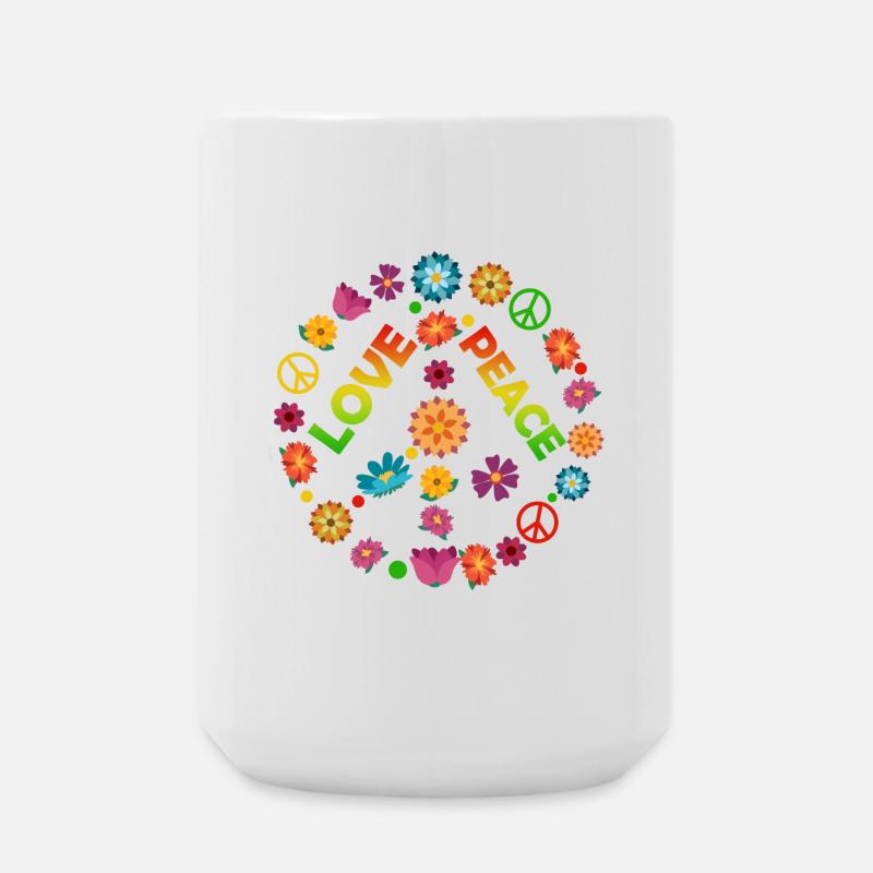Flower Circle Love Peace - Large Mug 440 ml - white
