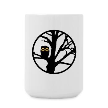 Eine Eule sitzt auf einem Baum - Große Tasse 440 ml - Weiß - Vorne