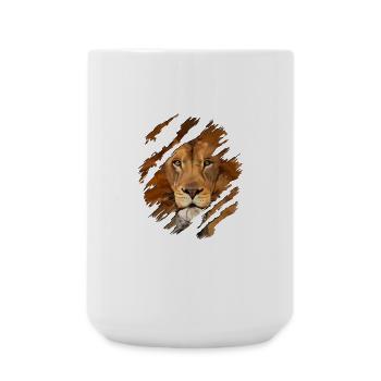 Löwe - Große Tasse 440 ml - Weiß - Vorne