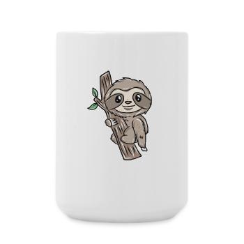 Slow sloth on tree - Large Mug 440 ml - white - Front