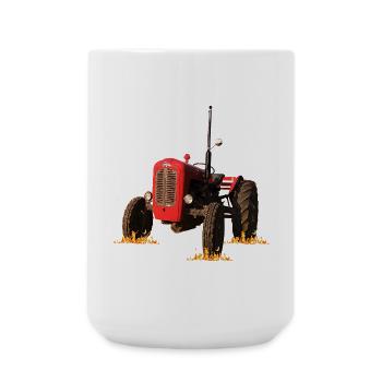 Roter Traktor im Feld - Große Tasse 440 ml - Weiß - Vorne