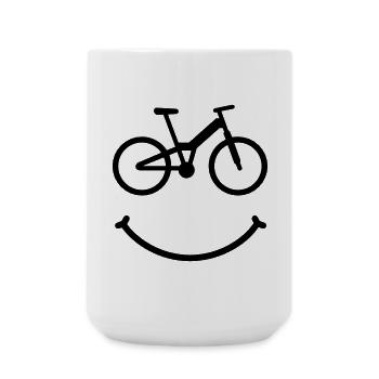 bike smile moutainbike - Große Tasse 440 ml - Weiß - Vorne