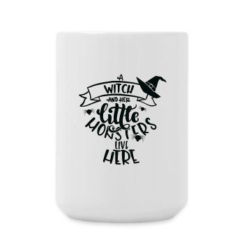 Witch Spinnen Hexe Hut Halloween Kostüm Geschenk - Große Tasse 440 ml - Weiß - Vorne