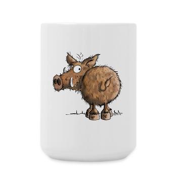 Da steht eine Wildsau I Wildschwein Cartoon  - Große Tasse 440 ml - Weiß - Vorne