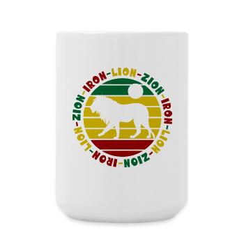 Iron Lion Zion Rastafari Reggae Löwe - Große Tasse 440 ml - Weiß - Vorne