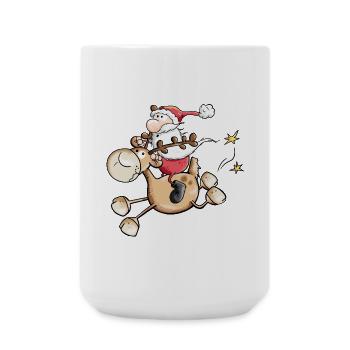Nikolaus reitet auf Rentier - Weihnachten - Große Tasse 440 ml - Weiß - Vorne